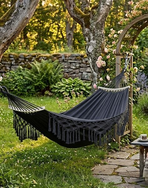 Hovedbilde Hengekøye med frynser i romantisk stil - mørk grå