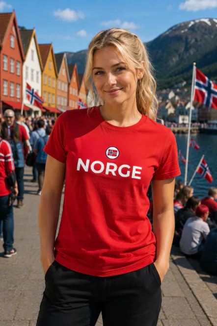 Hovedbilde Norge t-shirt i rød Retro