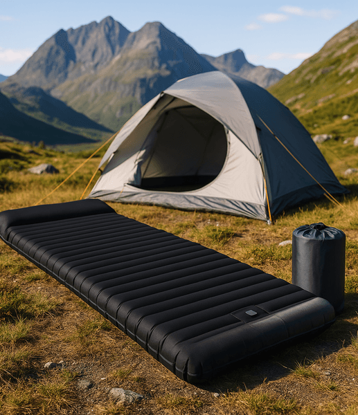 Hovedbilde Liggeunderlag med integrert pumpe - sort/grå