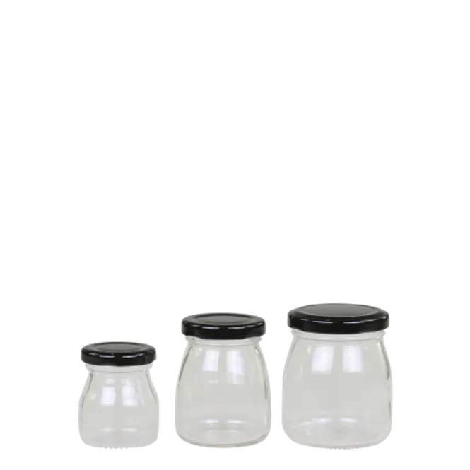 Hovedbilde 3 stk Oppbevaringsglass m. sort lokk Chic Antique