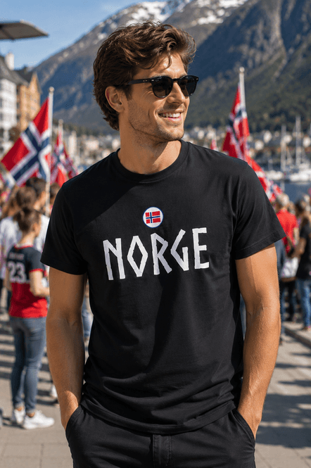 Hovedbilde Norge t-shirt i sort Viking - Perfekt til fotball-VM