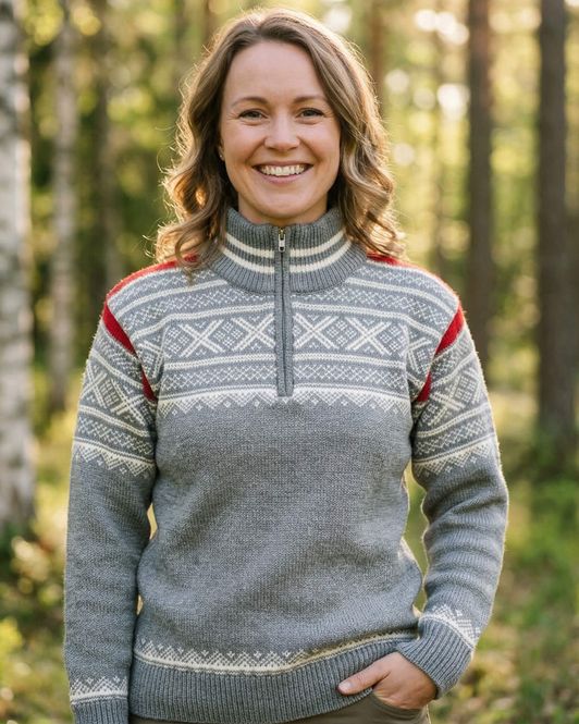 Hovedbilde Bretind Setesdal, ullgenser med zip til dame og herre – skifergrå/natur