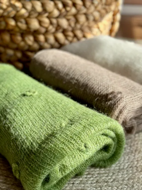 Hovedbilde Pledd i mohair i lekker rosafarge.