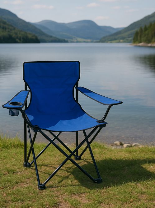 Hovedbilde sammenleggbar strandstol / campingstol blå