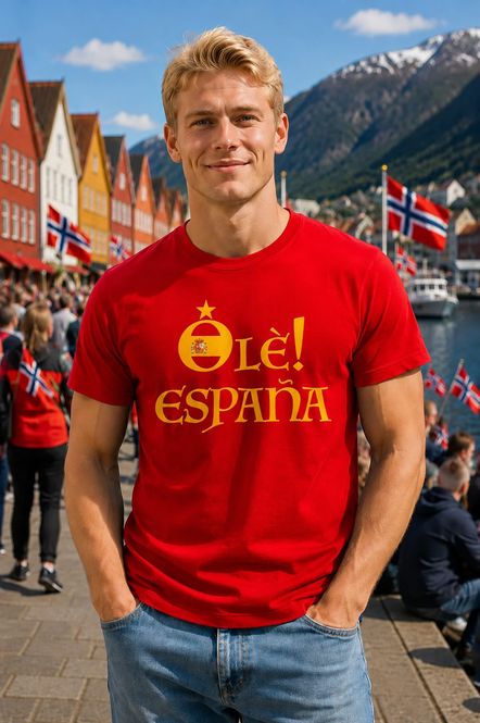 Hovedbilde !OLÈ! España t-shirt i rød - Perfekt til VM finale